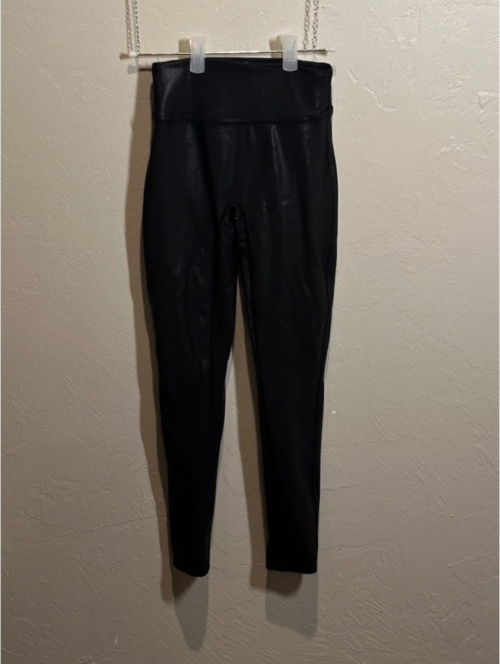 Spanx Black Faux Leather High-Waisted Leggings, Size Small US 7-5